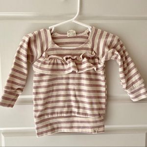 EUC LuLu + Roo Varsity Stripe Ruffle Sweater 6-12M